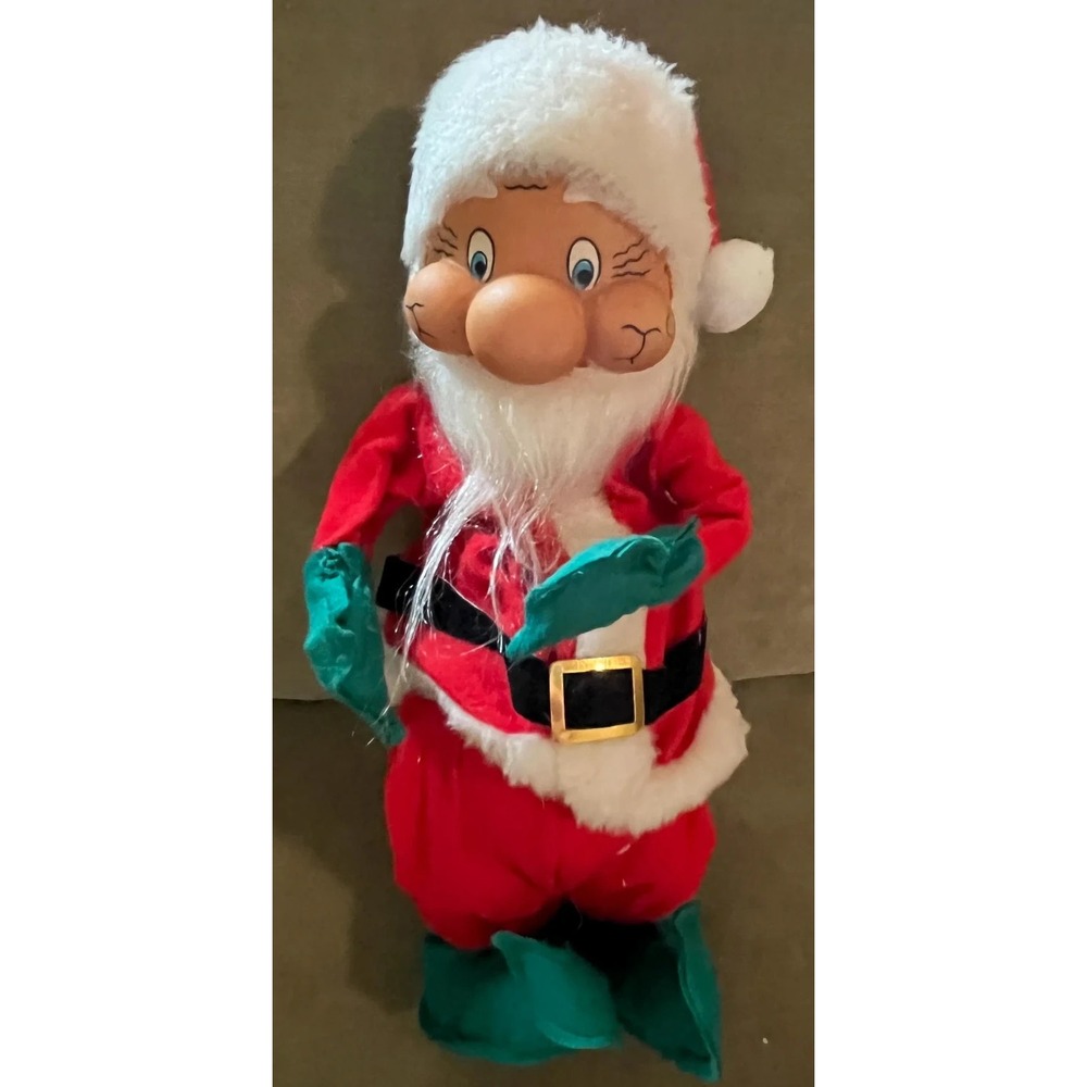Vintage Santa Claus Windup Movable Elf Figure 12.5" Dwarf Christmas Decor